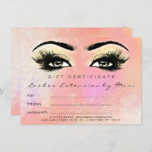 Carte Lashes Peach Rose Gold Maquillage certificat cadea (Devant / Derrière)