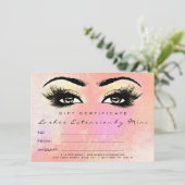 Carte Lashes Peach Rose Gold Maquillage certificat cadea (Debout devant)