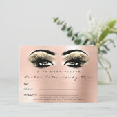 Carte Lashes Rose Gold Blush certificat maquillage cadea (Debout devant)