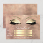 Carte Lashes Rose ligne rose certificat de maquillage or (Devant / Derrière)