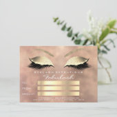 Carte Lashes Rose ligne rose certificat de maquillage or (Debout devant)