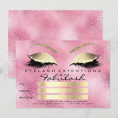Carte Lashes Rose Pink Gold certificat maquillage cadeau (Devant / Derrière)