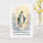 Carte L'Assomption de Marie que Dieu la paix et la bénéd (Fleur jaune)