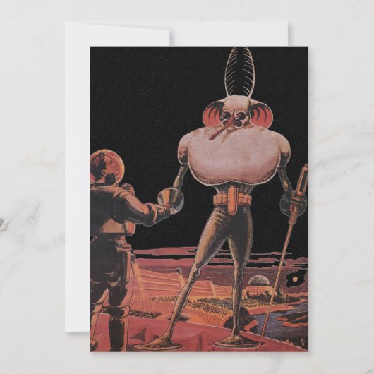 Carte L'astronaute de science-fiction vintage Shake Hand (Devant)