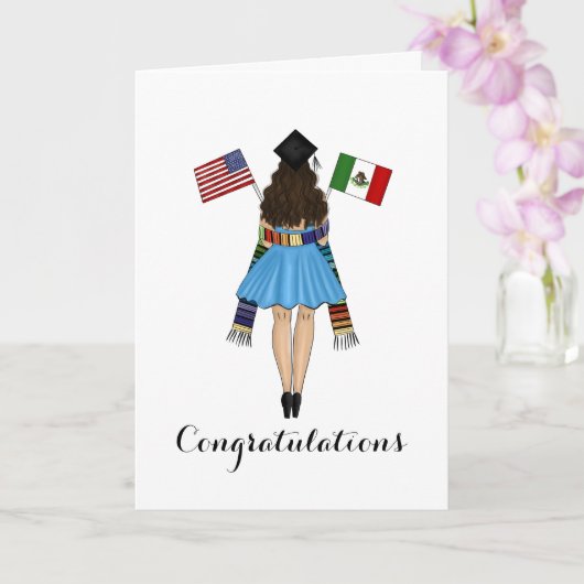 Carte Latina Graduate Serape Mexique Amérique drapeaux G (Orchidée)