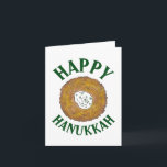 Carte Latkes Happy Hanoukka Chanukah Jours fériés juifs<br><div class="desc">Design présente une illustration originale d'une délicieuse crêpe de pommes de terre au latke surmontée de crème aigre, un aliment de base de la cuisine de vacances juive. Idéal pour les célébrations Hanoukka ! Ce design de latkes de Chanukah est également disponible sur d'autres produits. De nombreux autres modèles de...</div>
