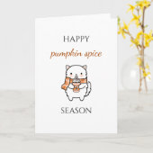 Carte Latte à la citrouille d'automne mignon chat thanks (Fleur jaune)