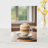 Carte Latte souriante pour anniversaire (Fleur jaune)