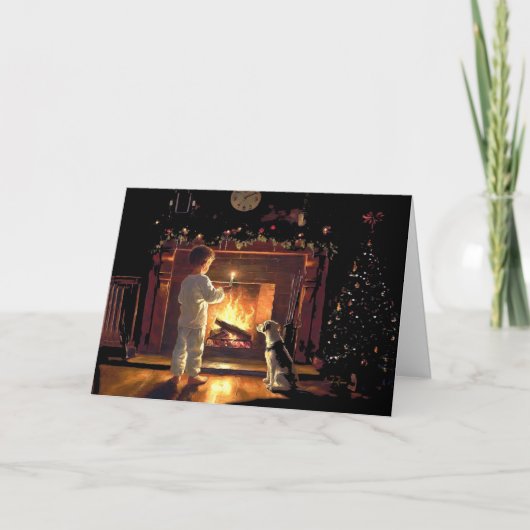 Carte L'attente de Père Noël par l'incendie (Devant)