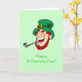 Carte Laughing Leprechaun St Patrick's Day (Fleur jaune)