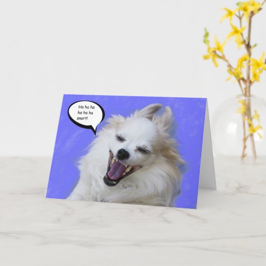 Carte Laughing Long Hair Chihuahua by Focus for a cause (Fleur jaune)