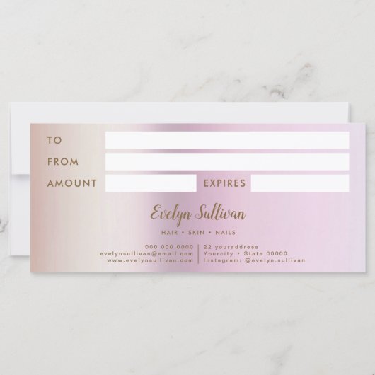 Carte Lavande Agate Faux Pearlescent Foil (Dos)