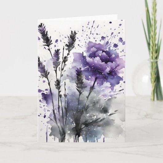 Carte Lavande - Fleurs à l'aquarelle (Devant)