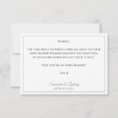 Carte Lavande Purple & Grey Be My Ring Bearer Card (Dos)