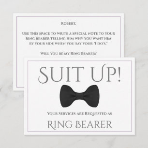Carte Lavande Purple & Grey Be My Ring Bearer Card