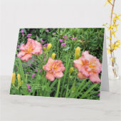 Carte Lavande rose double jour (Fleur jaune)