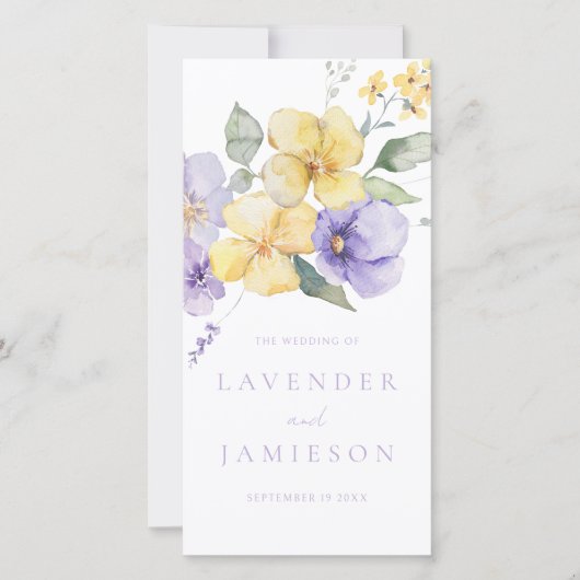 Carte Lavande & Sunshine Floral Wedding Program (Devant)