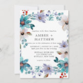 Carte Lavande Turquoise Peint Florales Invite Mariage (Devant)