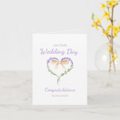 Carte Lavande violette mignonne Mariage de forme de coeu (Fleur jaune)