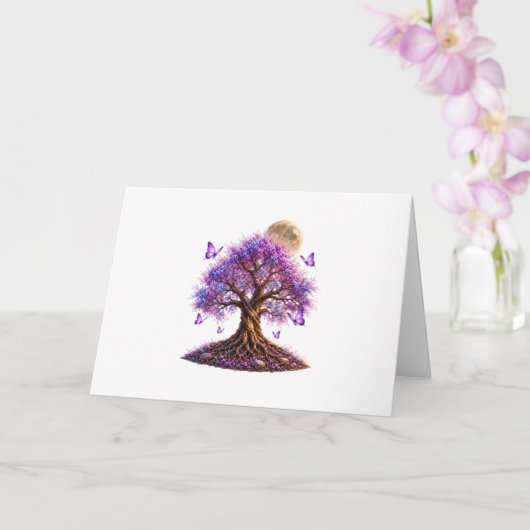 Carte Lavender Blossom Moon Tree Greeting Card (Orchidée)