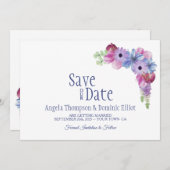 Carte Lavender Blue Floral Wedding Enregistrer la date (Devant / Derrière)
