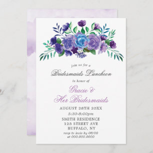 Carte Lavender Paint Floral Bridesmaids Luncheon Invitat