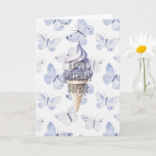 Carte Lavender Purple Ice Cream Cones Anniversaire (Petite plante)