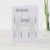 Carte Lavender Purple Silver Glitter Letter H (Devant)