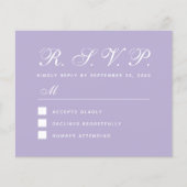 Carte Lavender RSVP Budget Simple Script Purple (Devant)