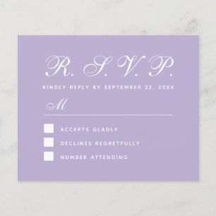 Carte Lavender RSVP Budget Simple Script Purple