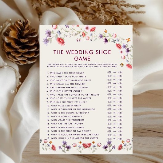 Carte Lavender Wildflower Bridal Shower Shoe Game