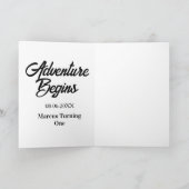 Carte L'aventure commence 1er anniversaire nom date simp (Intérieur)