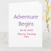 Carte L'aventure commence nom date anniversaire 1 an sim (Fleur jaune)