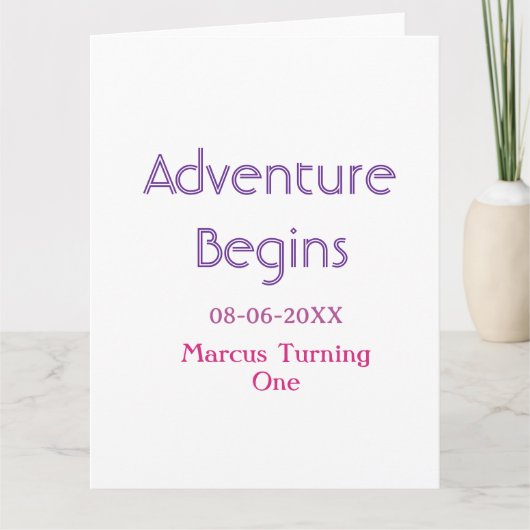 Carte L'aventure commence nom date anniversaire 1 an sim (Devant)