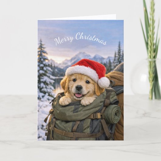 Carte L'Aventure du Petit Chien de Noël à Dos de Sac à D (Devant)
