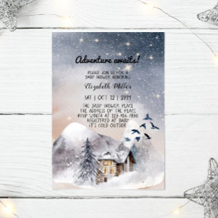 Carte L'aventure hivernale attend un Baby shower neutre