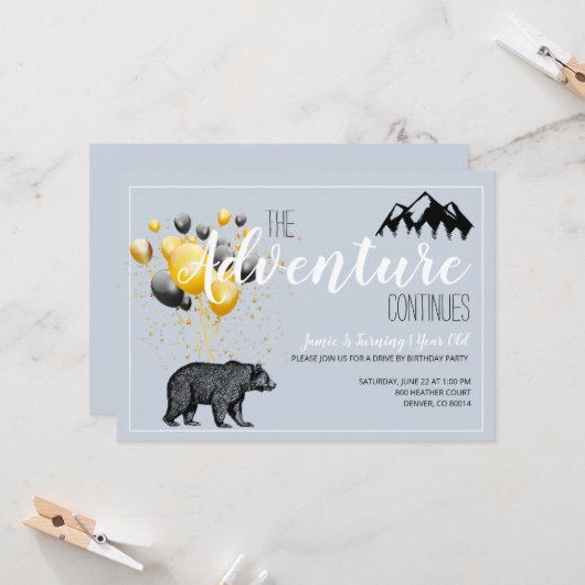 Carte L'aventure se poursuit Ours des bois 1er anniversa (Devant/Arrière en situation)