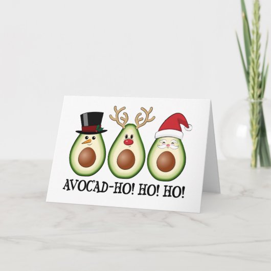Carte L'Avocado de Noël Frosty, Rudolph et Père Noël (Devant)