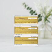 Carte Law of Attraction 3 Blank Printable Gold Checks (Debout devant)