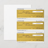 Carte Law of Attraction 3 Blank Printable Gold Checks (Devant / Derrière)