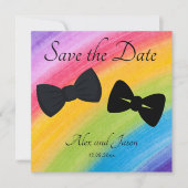 Carte LBGT Modern Rainbow Black Enregistrer la date Mari (Devant)