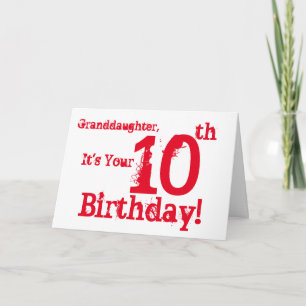 Carte Le 10ème anniversaire de la petite-fille en rouge