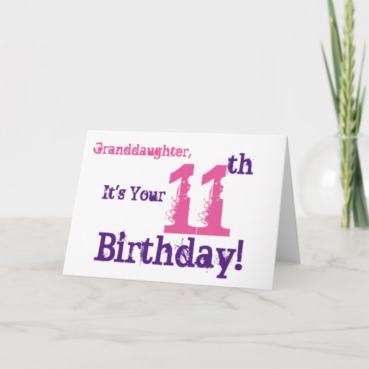 Carte Le 11ème anniversaire de la petite-fille dans le (Devant)