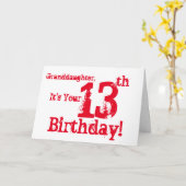 Carte Le 13e jour de Granddaughter en rouge et blanc (Fleur jaune)