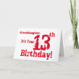 Carte Le 13e jour de Granddaughter en rouge et blanc