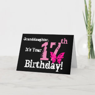 Carte Le 17ème anniversaire de la petite-fille, papillon