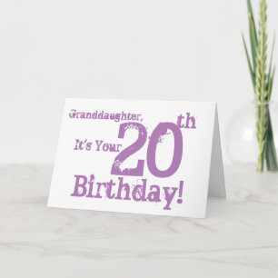 Carte Le 20ème anniversaire de la petite-fille dans le