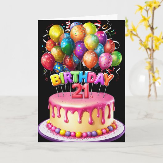 Carte Le 21e anniversaire (Fleur jaune)