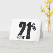 Carte Le 21e anniversaire du fils, blanc et noir. (Fleur jaune)