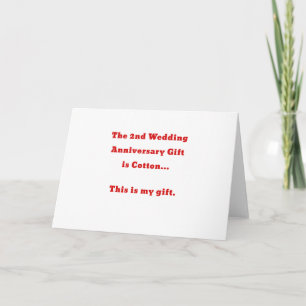 Carte Le 2ème anniversaire de mariage est en coton Ceci 